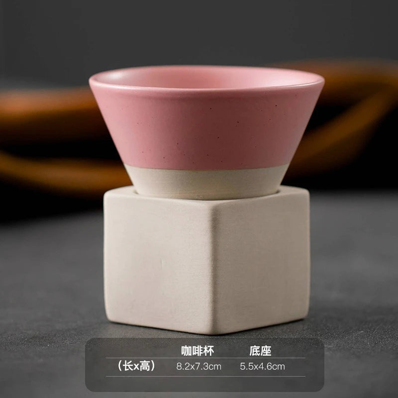 Triangular Cone Shape Pottery Tea Coffee Cup Pull Ceramic Mug Rough Cup