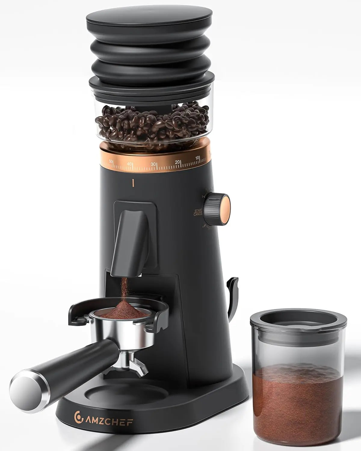 Single Dose Coffee Grinder Anti-Static Design Quiet Motor & LED Light