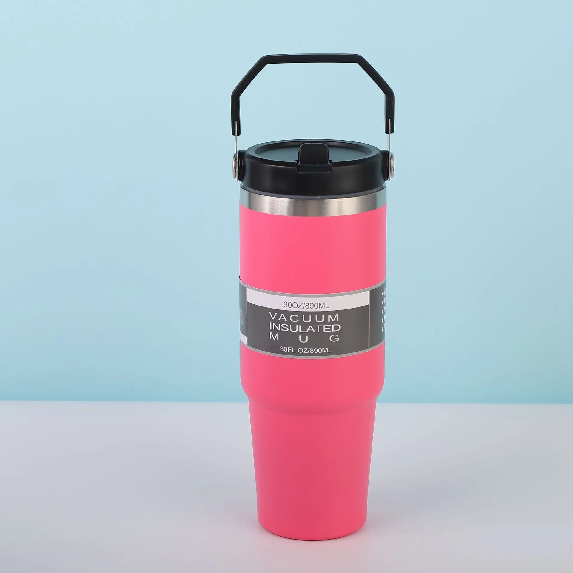 Double-Sided Portable Insulated Stainless Steel Coffee Cup with Straw for Car