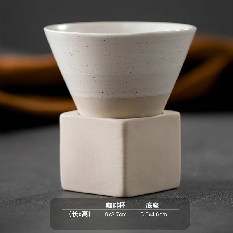 Triangular Cone Shape Pottery Tea Coffee Cup Pull Ceramic Mug Rough Cup
