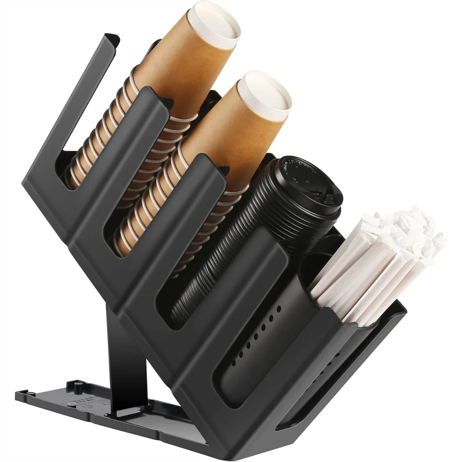 Paper Cup and Lid Holder with Straw Organizer, Disposable Coffee Cup