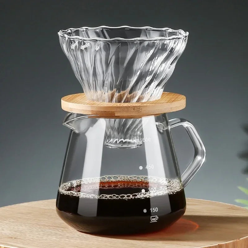 Pour Over Coffee Maker Set Glass Carafe Coffee with Glass Coffee Filter Drip Coffee