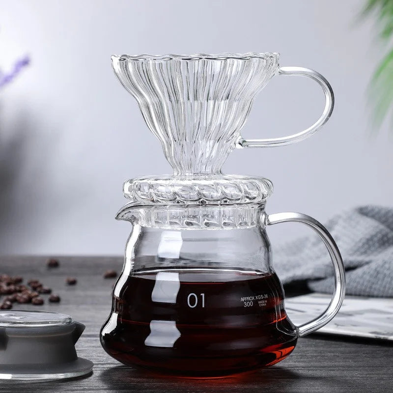 Clear Glass Coffee Carafe Clouds Shape Glass Kettle Sharing Pot with Lids Coffee