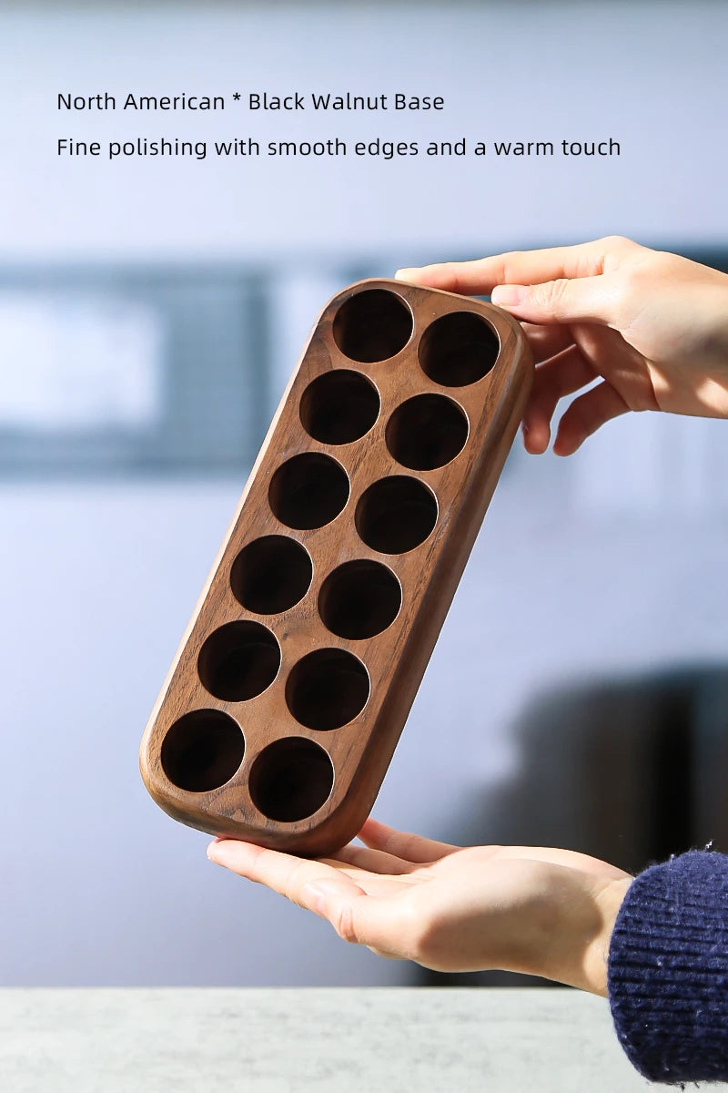 Havmore Wooden Holder 12 Testing Tubes Single Dose Coffee Bean Glass Container