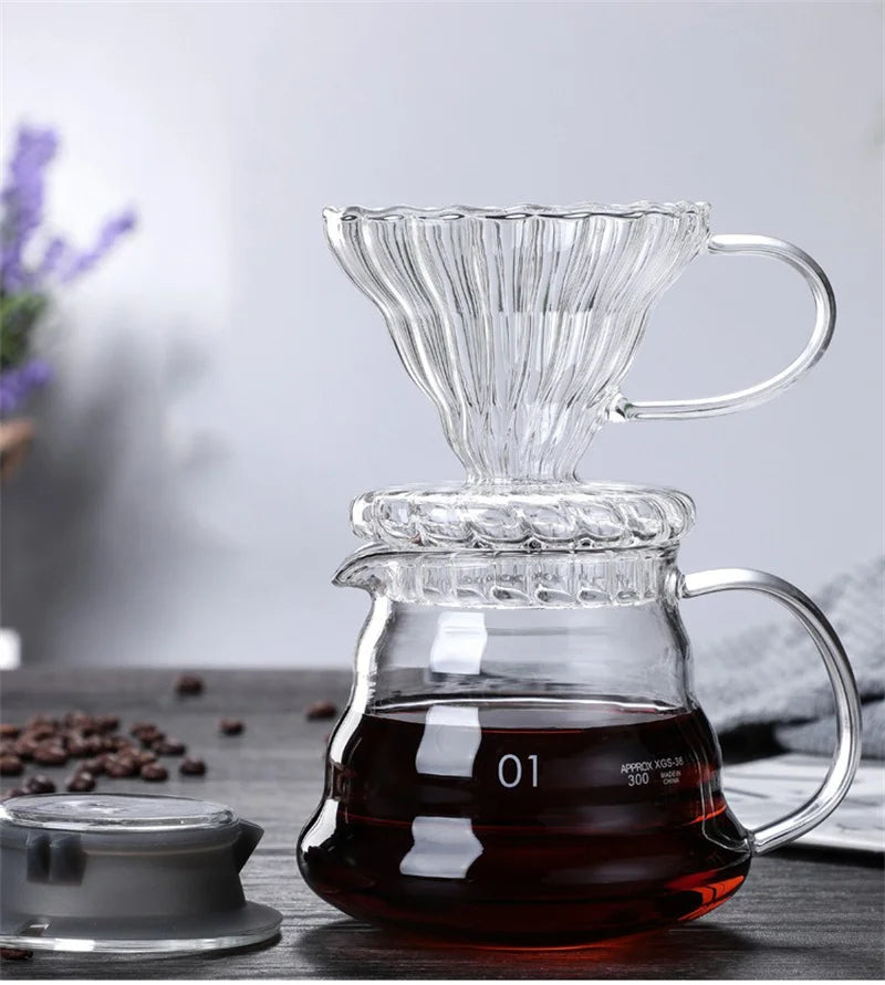Clear Glass Coffee Carafe Clouds Shape Glass Kettle Sharing Pot with Lids Coffee
