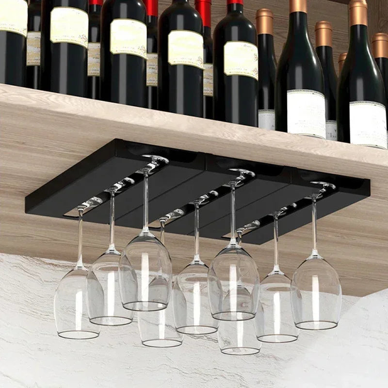 Kitchen Under Cabinet Free Punching Holder Wine Glass Rack Multi-function