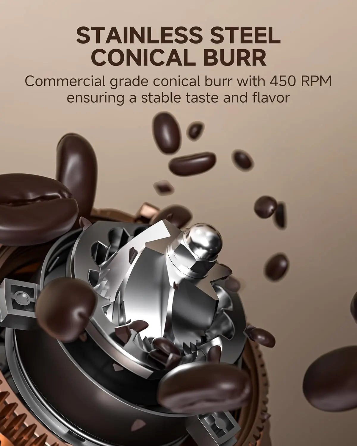 Single Dose Coffee Grinder Anti-Static Design Quiet Motor & LED Light