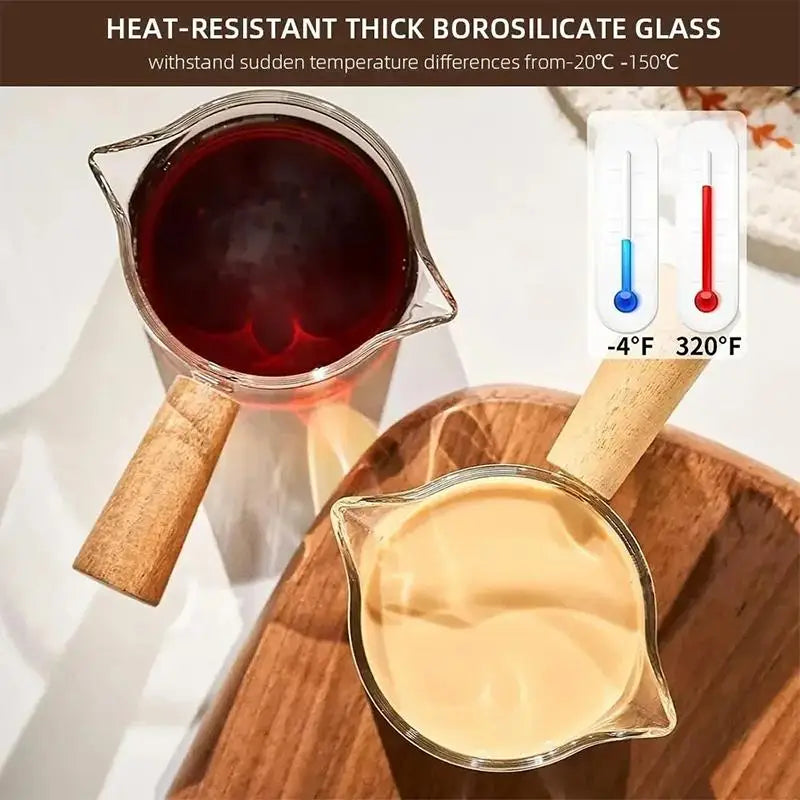 Heat-Resistant Glass Espresso Measuring Cup with Double Mouth Milk Jug Handle