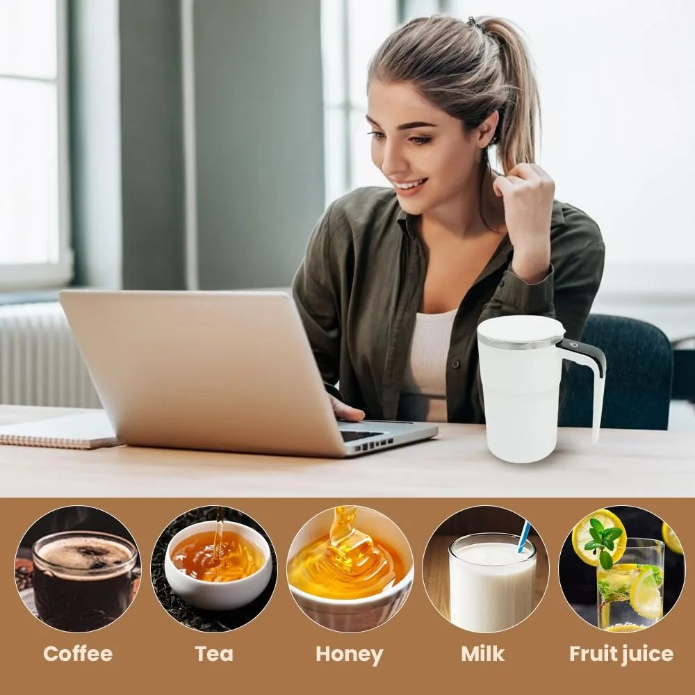 Self Stirring Mug, Rechargeable Auto Magnetic Coffee Mug with Digital Display