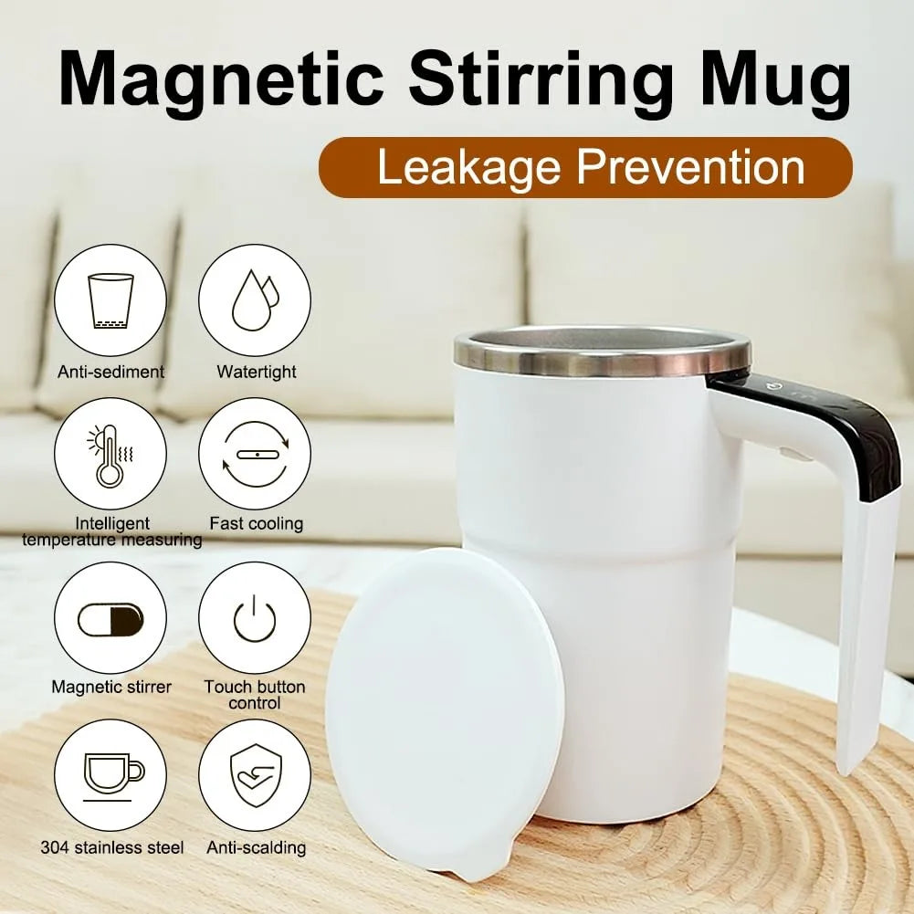 Self Stirring Mug, Rechargeable Auto Magnetic Coffee Mug with Digital Display