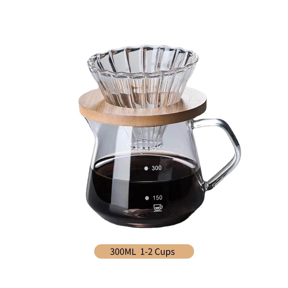 Pour Over Coffee Maker Set Glass Carafe Coffee with Glass Coffee Filter Drip Coffee