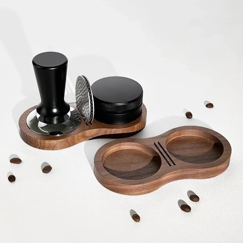 Walnut Wood Coffee Tamper Mat Station Stand Coffee Powder Base Coffee Tools
