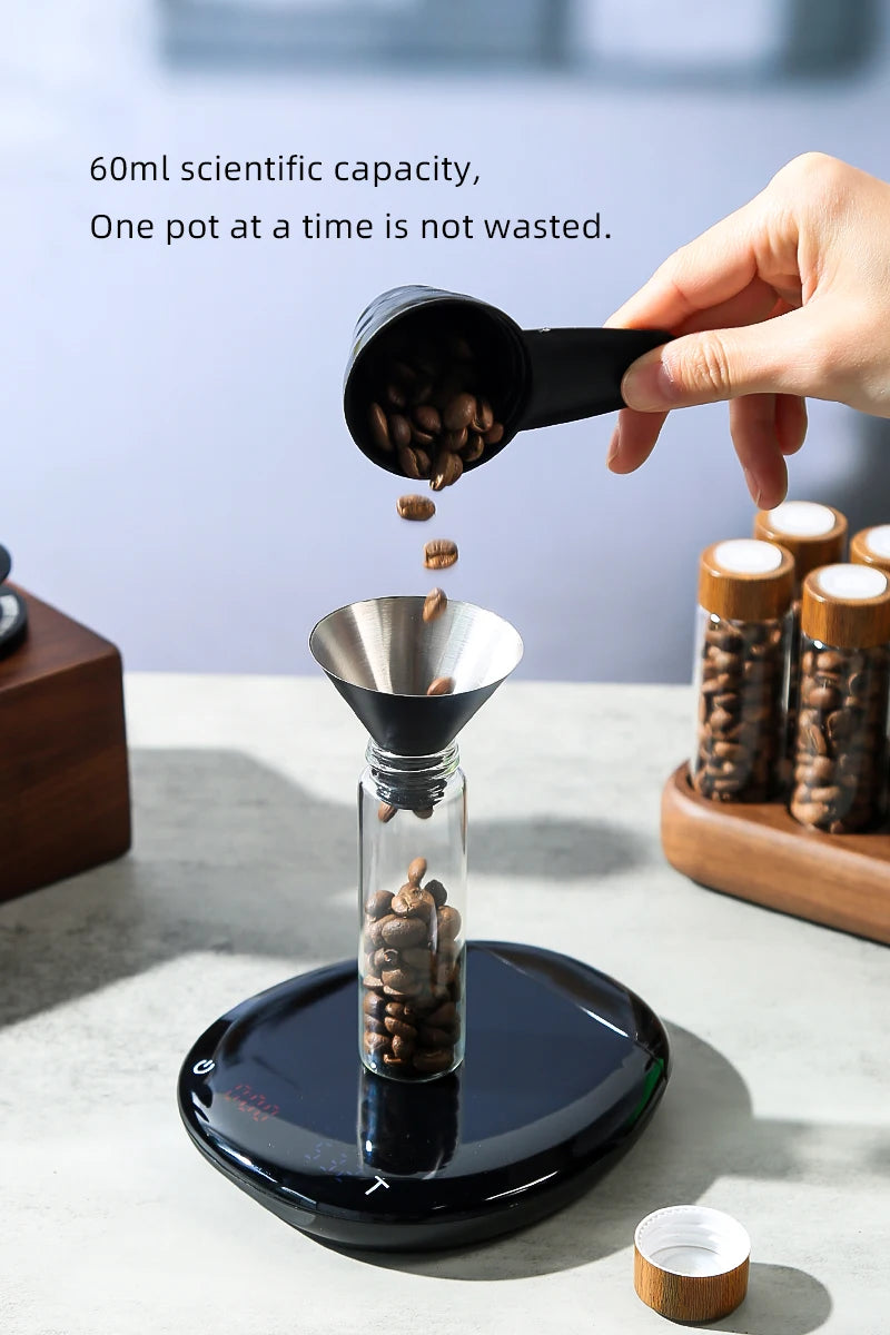 Havmore Wooden Holder 12 Testing Tubes Single Dose Coffee Bean Glass Container