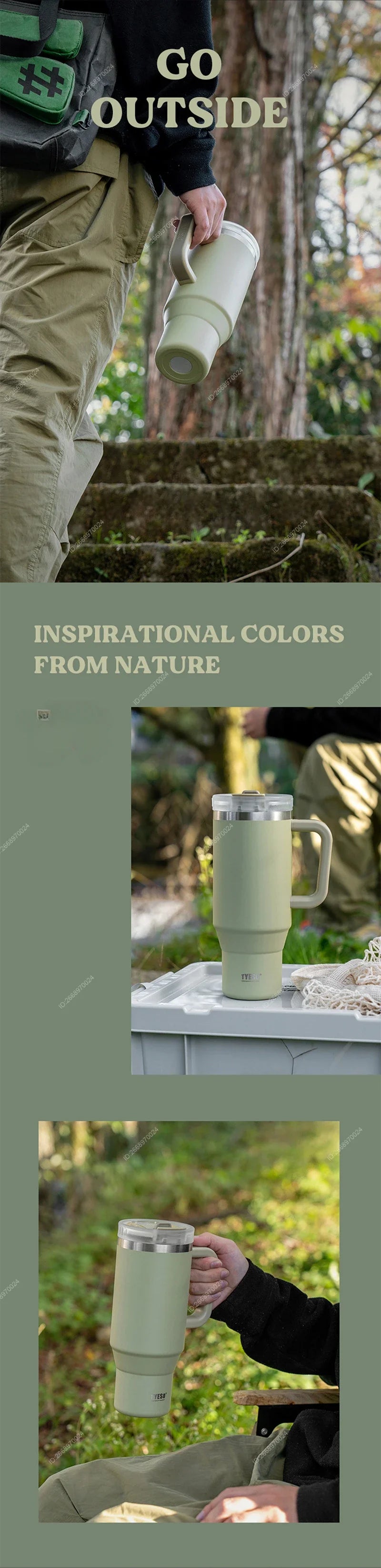 Tumbler Bottle Stainless Steel Car Mug With Handle Straw Thermal Iced Travel