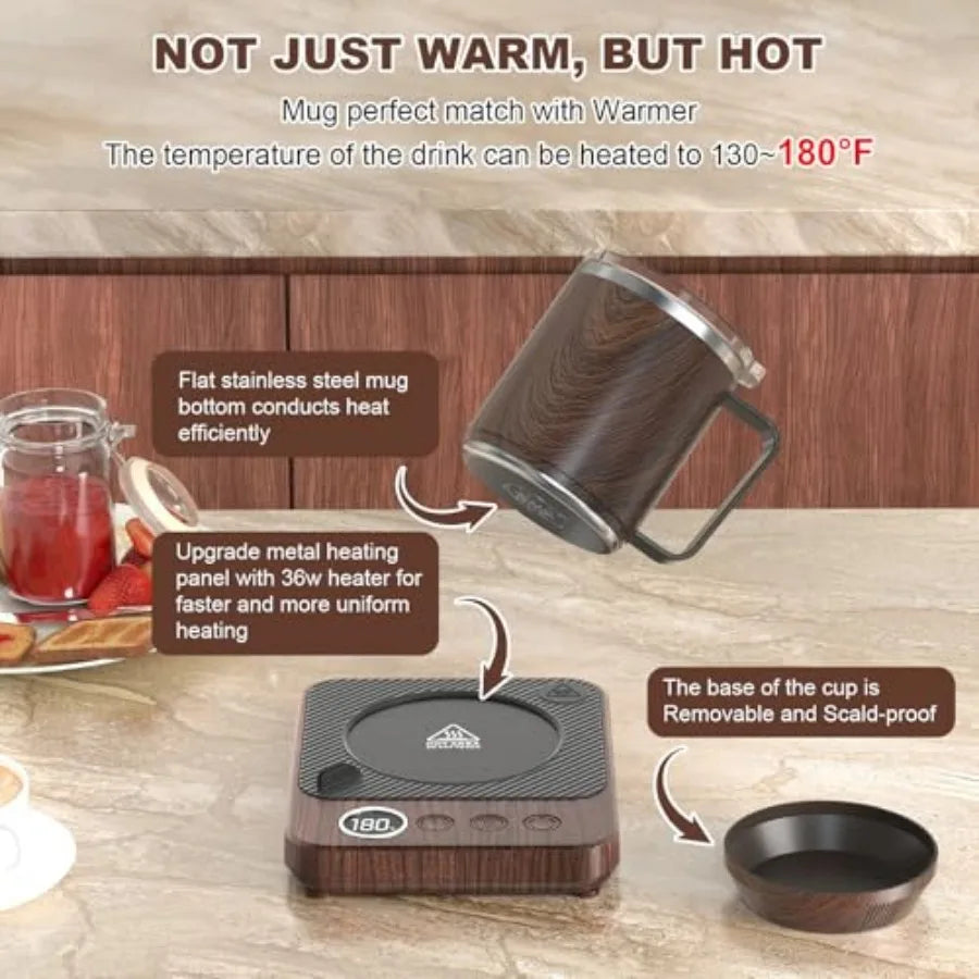 Coffee Mug Warmer and Mug Set for Desk Smart Coffee Cup Warmer with Heated Mug