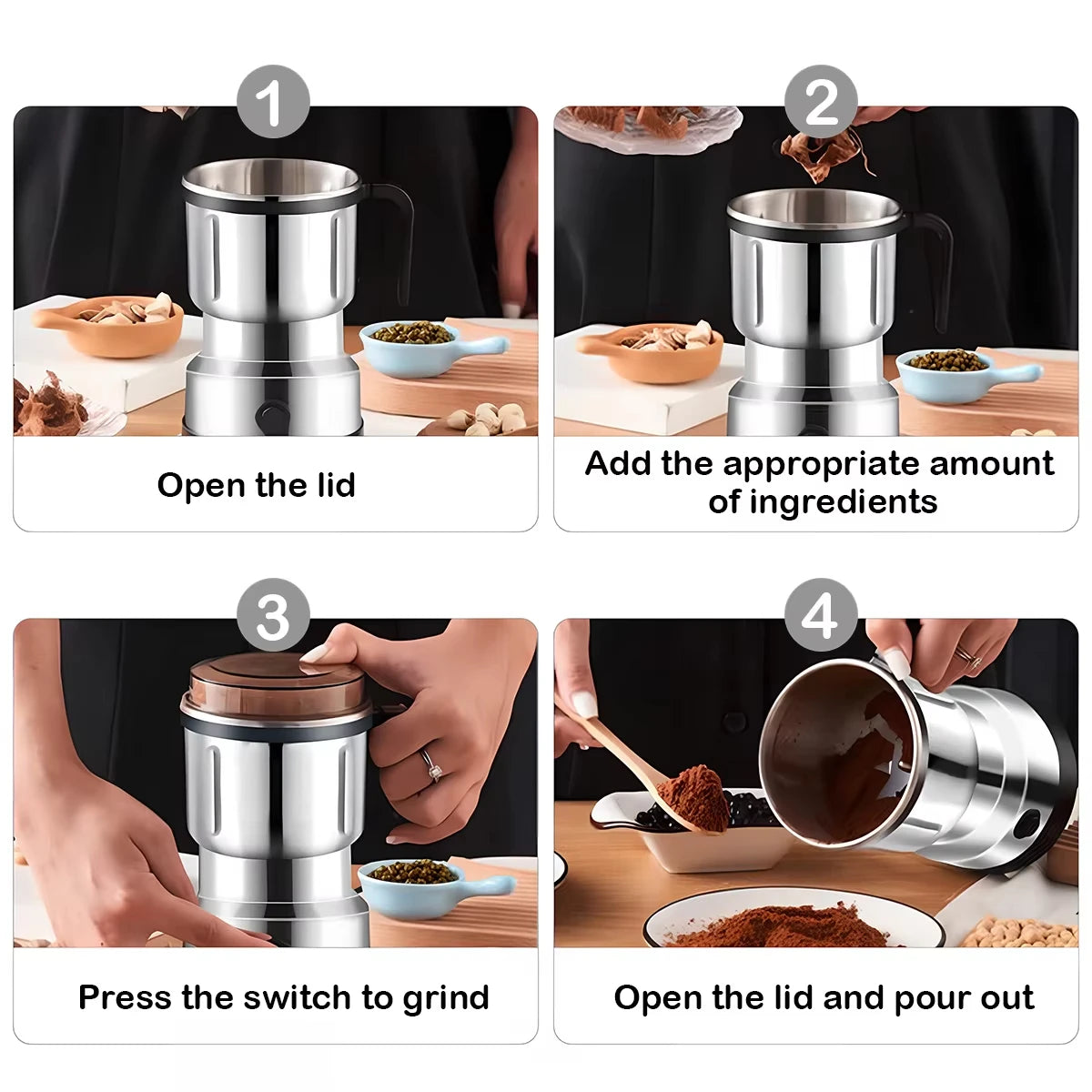 Multipurpose Electric Coffee Bean Grinding Tool Stainless Coffee Grinder