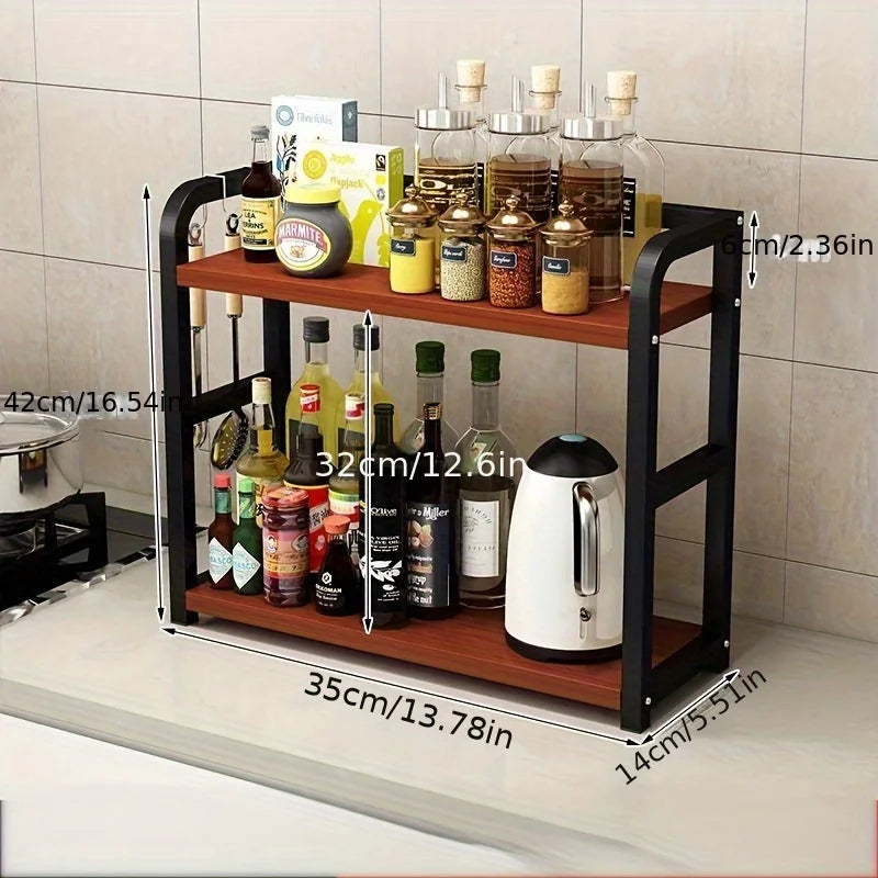 1pc 2-Tier Metal Countertop Shelf - Space Saving Organizer for Coffee, Mug