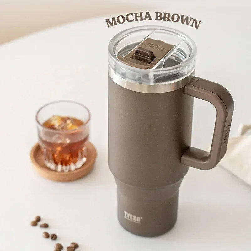 Tumbler Bottle Stainless Steel Car Mug With Handle Straw Thermal Iced Travel