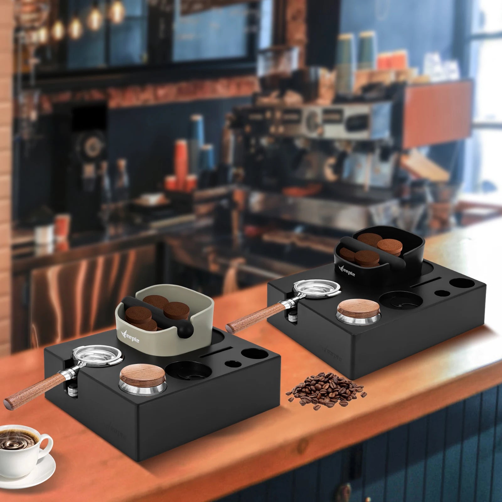 Espresso Tool Organizer Station with Distributor Tamper & Grounds Bin Barista