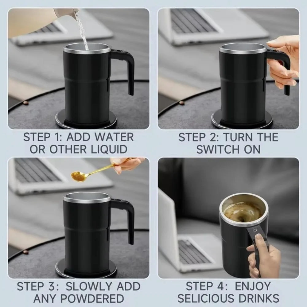 Mini Electric Coffee Cup Rotating Blender With Cover Automatic Mixing Cup Warmer