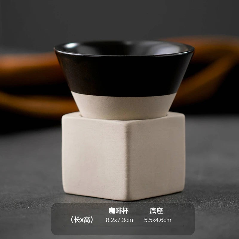 Triangular Cone Shape Pottery Tea Coffee Cup Pull Ceramic Mug Rough Cup
