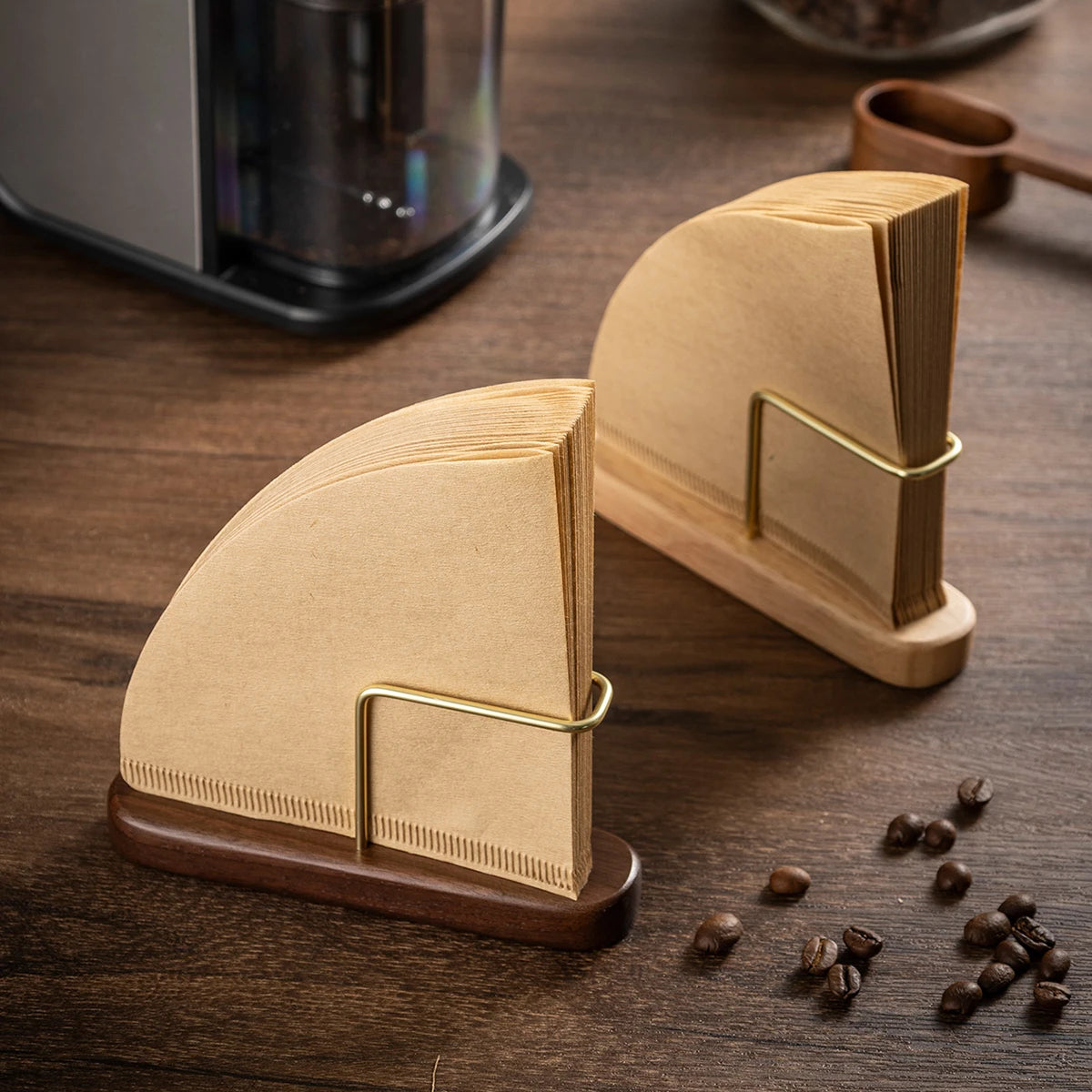 1PC solid wood coffee filter paper holder, vertical wooden dustproof bracket