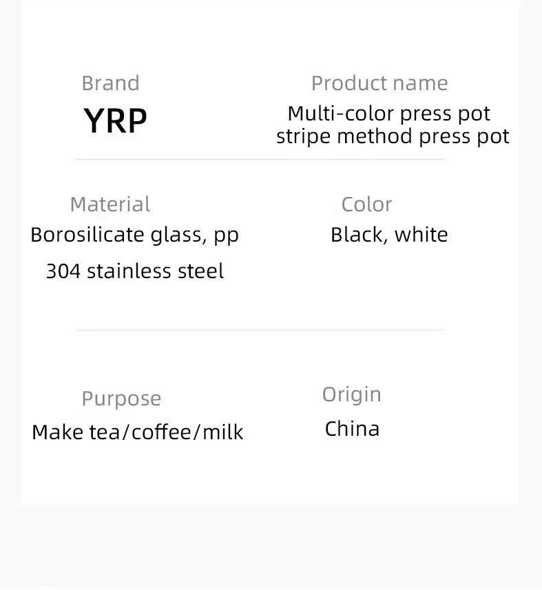 French press coffee maker 600ML coffee pot, kitchen tools utensils glass