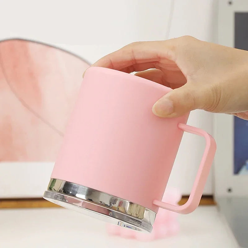 Stainless Steel Coffee Mug with Handle Sliding Lid Insulated Double Wall Vacuum