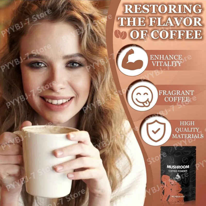 Mushroom Coffee Powder Dietary Supplement for Mental Clarity and Energy
