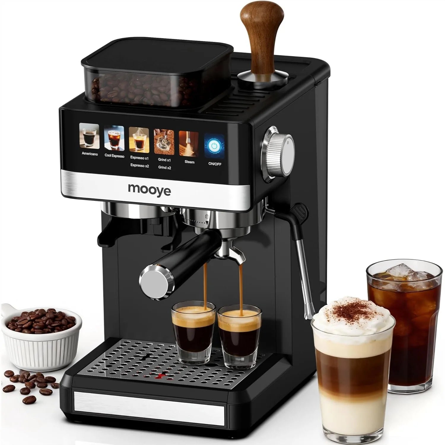 Espresso Machine with Grinder Compact Coffee Maker with Steam Americano
