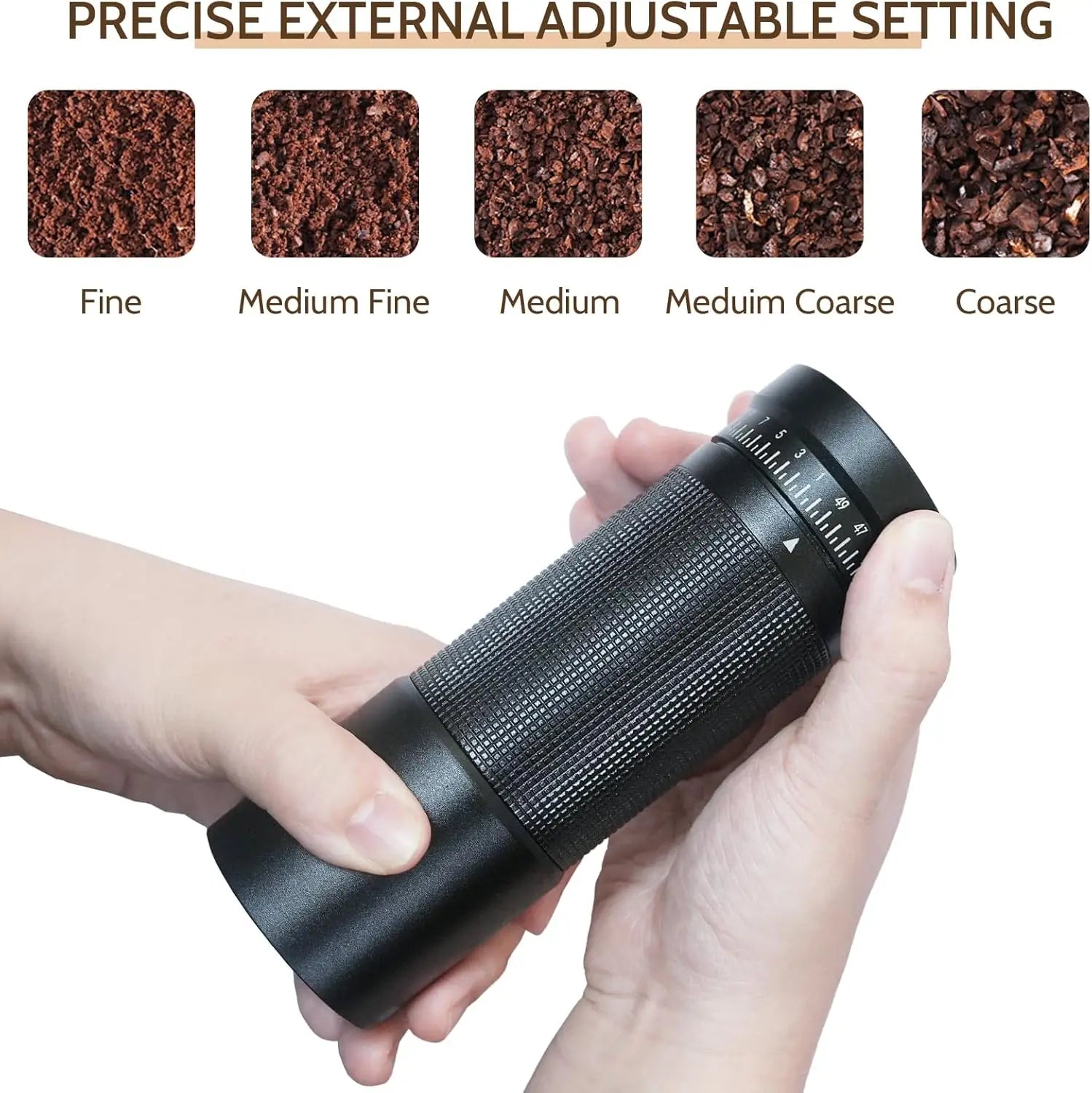 Manual Coffee Grinder with Digital External Adjustable Conical Burr Travel