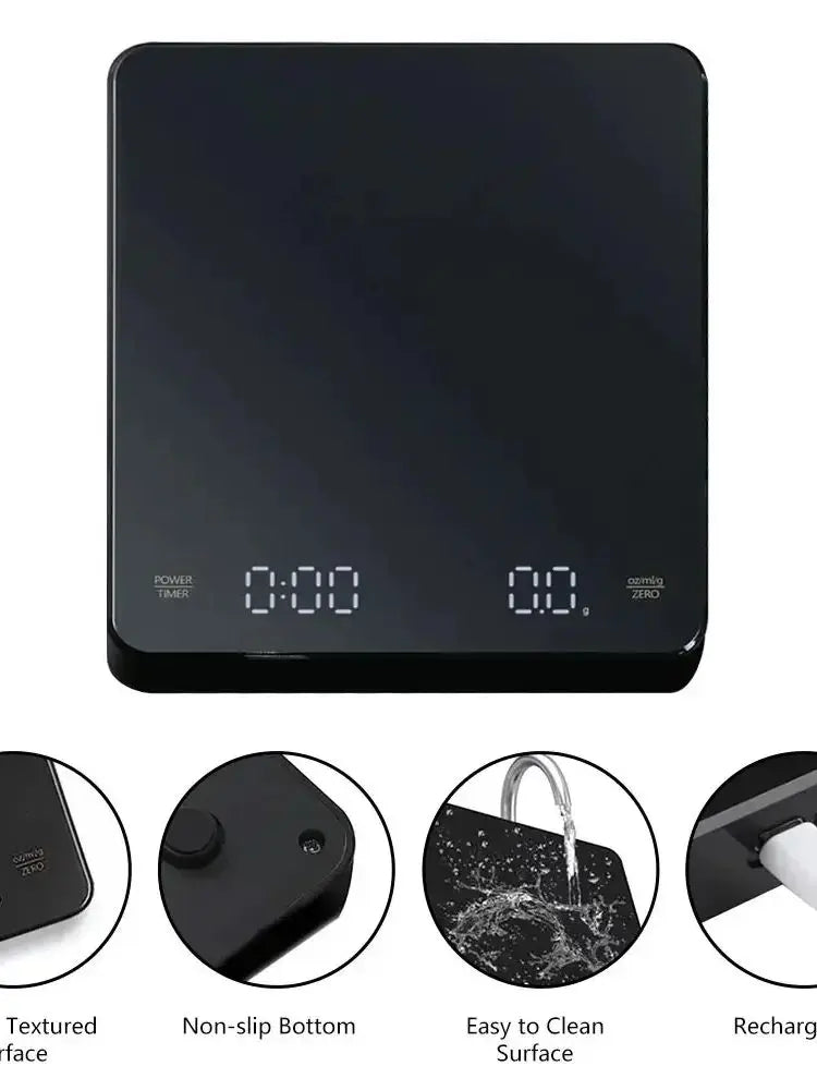 Digital Kitchen Scale with Timer USB Powered Espresso Coffee Maker