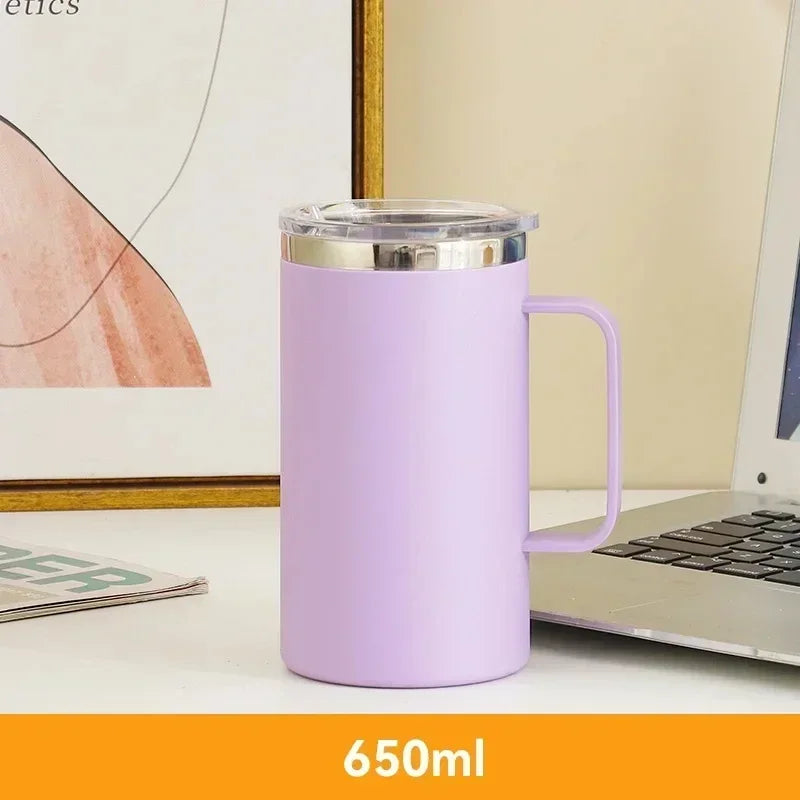 Stainless Steel Coffee Mug with Handle Sliding Lid Insulated Double Wall Vacuum