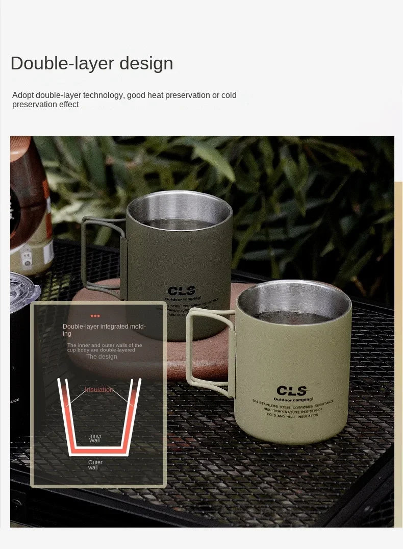 Double Layer stainless Steels Water Cup Coffee Tea Mug Party for Home Outdoor