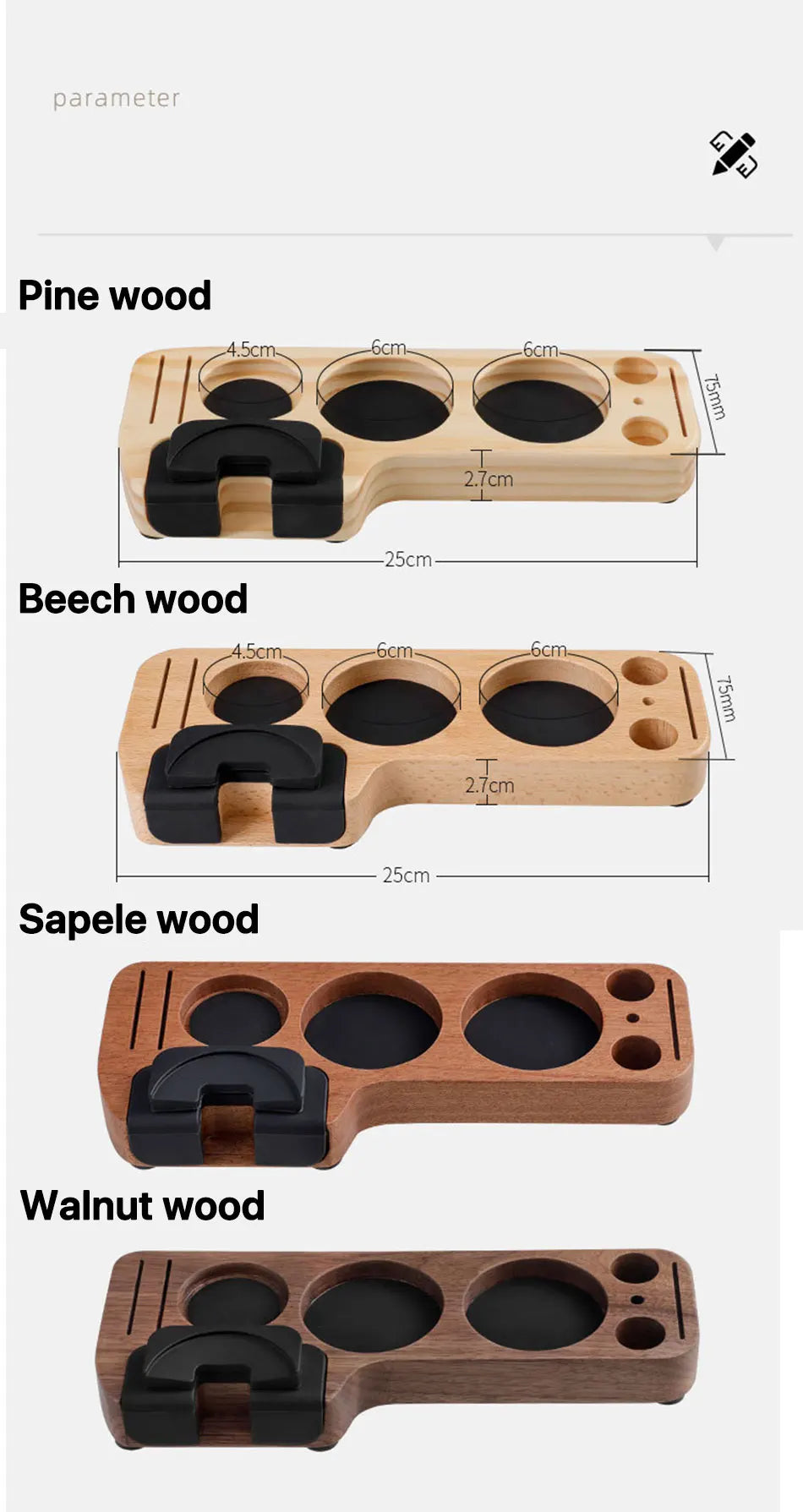 Coffee Tamper Mat Station Stand Portafilter Holder Support Base Rack