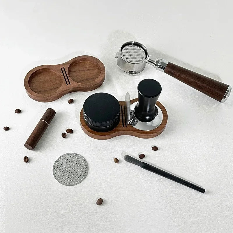 Walnut Wood Coffee Tamper Mat Station Stand Coffee Powder Base Coffee Tools