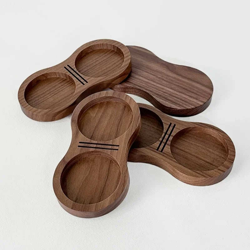 Walnut Wood Coffee Tamper Mat Station Stand Coffee Powder Base Coffee Tools