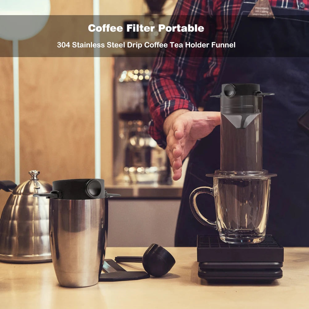 304 Stainless Steel Portable Coffee Filter Drip Coffee Tea Holder Reusable Mug